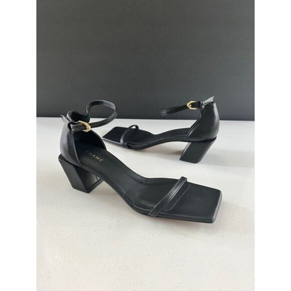 NWOB FRAME Black Le Summit Square Toe Strappy Leather Sandals size 36 - Picture 7 of 9